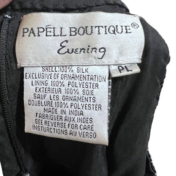 Vintage high neck silk beaded formal glamorous top, sz petite Large - Picture 5 of 6